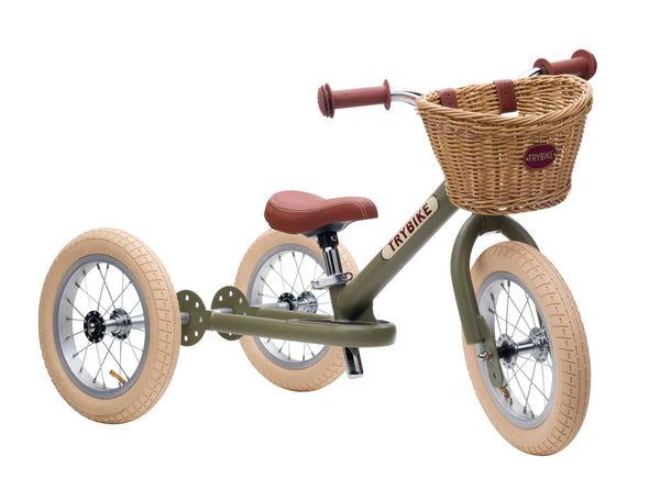 Vintage Green 2 In 1 Balance Bike/Trike - Trybike