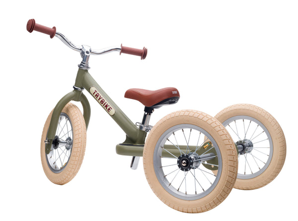 Vintage Green 2 In 1 Balance Bike/Trike - Trybike
