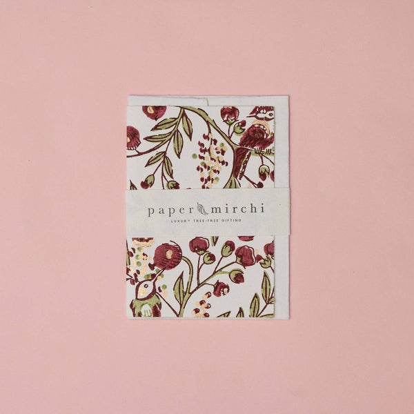 Scarlet Songbird Block Printed Greeting Card - Paper Mirchi