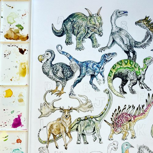 The Don't Forget Me Dinosaur Alphabet Print - A3 - Kathryn Pow Art
