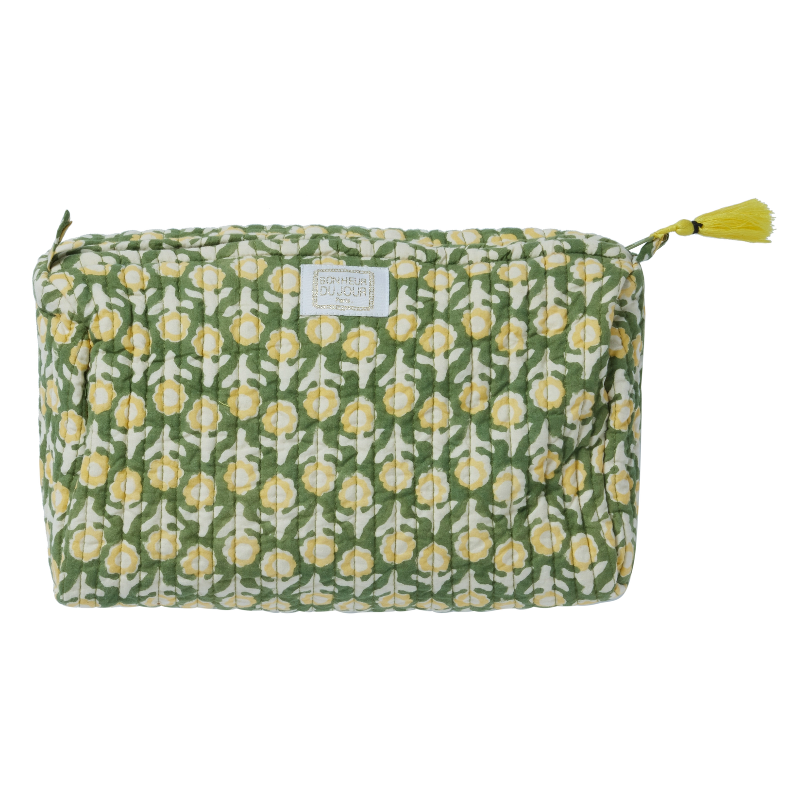 Isha Green Cotton Beauty Pouch - Medium - Bonheur du Jour