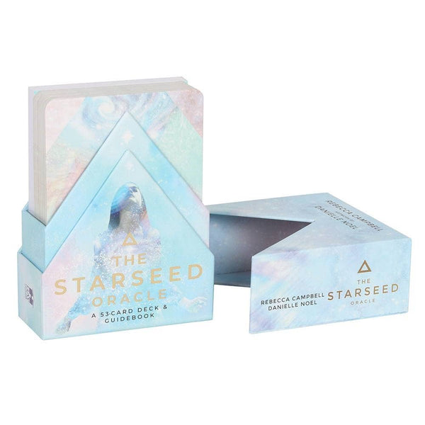 Starseed Oracle card set packaging with pastel colors and brand name.