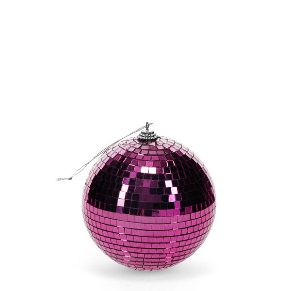 Pink disco ball on a white background