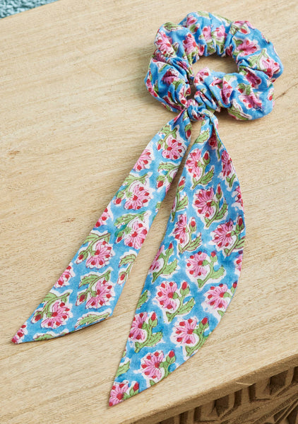 Taruni Block Print Hair Scrunchie With Tie - Namaste