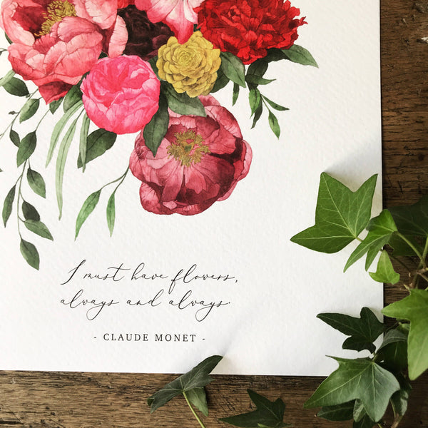 I Must Have Flowers.. Watercolour Art Print - Georgiou Draws