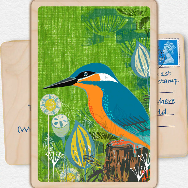 Kingfisher Wooden Postcard