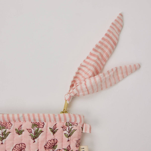 Small Floral Blush Organic Cotton Zipped Pouch - Paper Mirchi