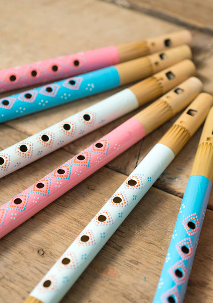 Pastel Coloured Bamboo Flute - Namaste