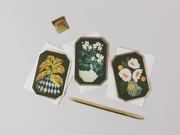 Mimosa Botanical Die Cut Floral Mini Card - Katie Housley