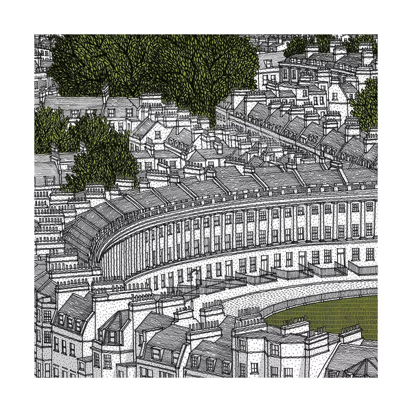 Detail from an illustration of the Royal Crescent in Bath