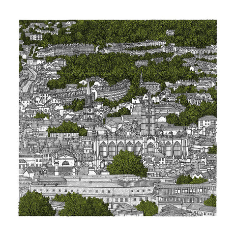 A View from Alexandra Park Bath, 30cm x 30cm Limited Edition Print - Michael Paul Lewis