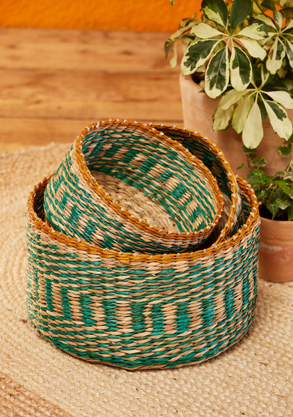 Large Stripe Seagrass Basket