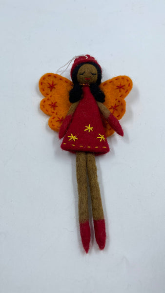 Red Handmade Felt Angel Lady Decoration - Funky Yak Ltd 