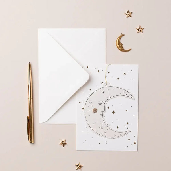 Moonface Papercut Decoration with Postcard & Envelope - Katie Housley