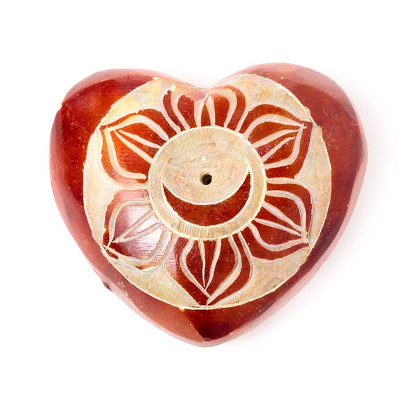 Chakra Heart Carved Soapstone Incense Stick Burner