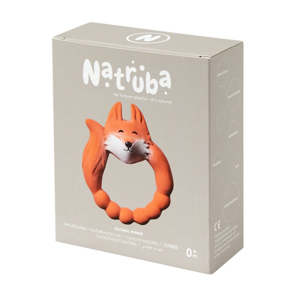 Orange Fox Natural rubber Teether - Natruba