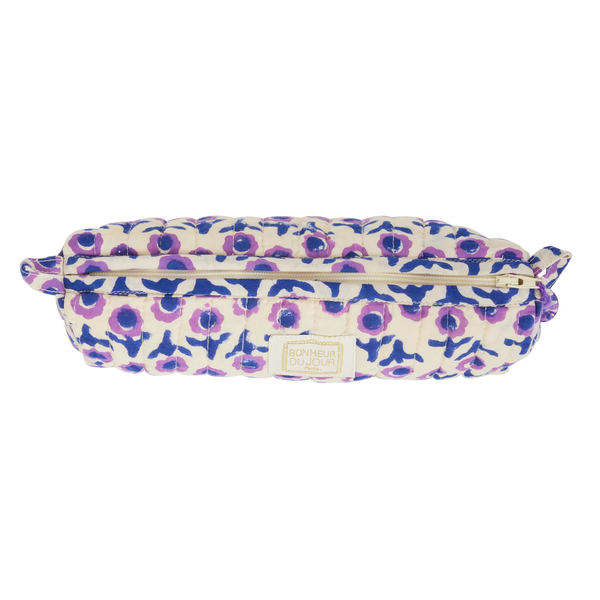 Floral-patterned pencil case on a white background