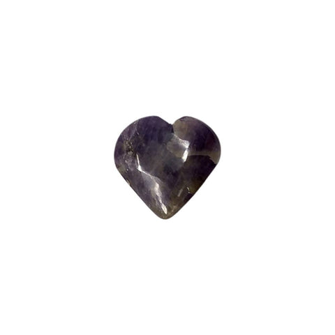 Amethyst heart-shaped stone on a white background