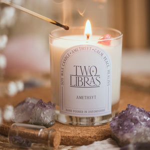 Amethyst Crystal Intention Candle - Two Libras