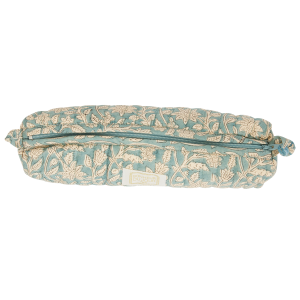 Floral-patterned pencil case with a zipper on a white background