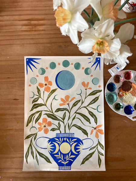 Moonflower Vase A5 Print - Summer Moon Studio