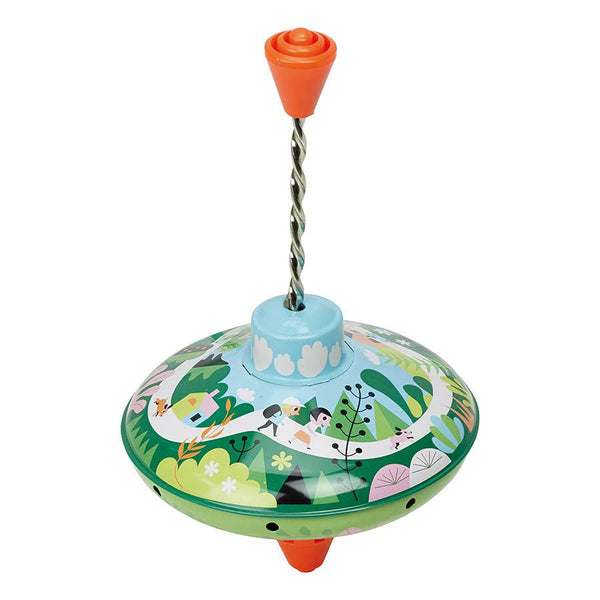 Colourful spinning top toy with a white background