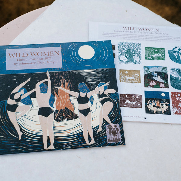 Wild Women Linocut 2027 Wall Calendar - Prints by the Bay