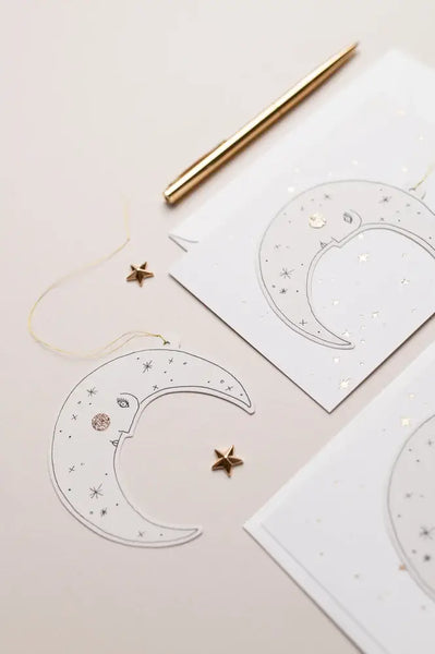Moonface Papercut Decoration with Postcard & Envelope - Katie Housley
