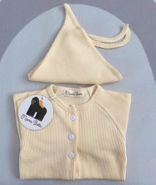 Brown Earth Romper with Hat - 6-12 Months - Mama Siesta