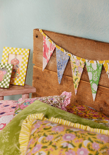 Patchwork Block Print Bunting - Namaste