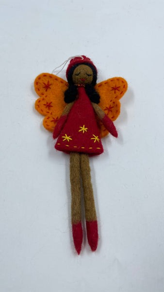 Red Handmade Felt Angel Lady Decoration - Funky Yak Ltd 