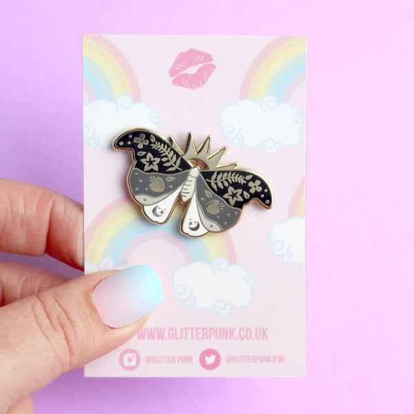 Moth Enamel Pin - Glitter Punk