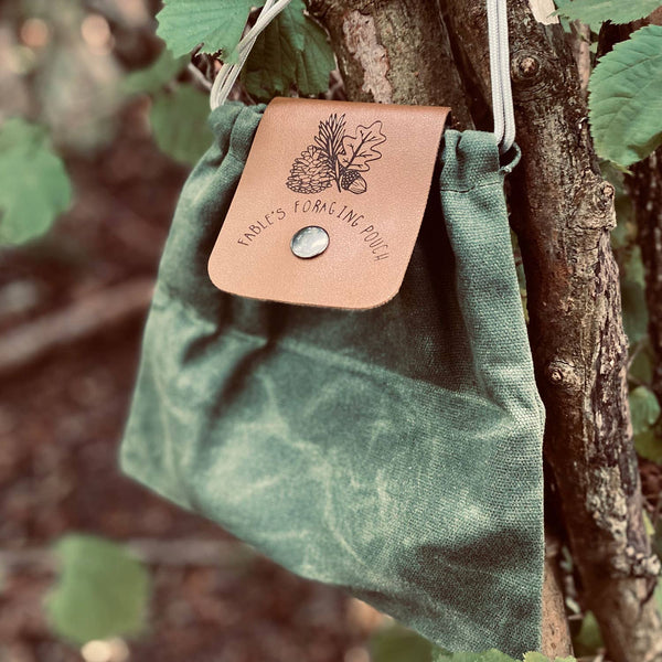 Foraging Forest Green Canvas Drawstring Bag Pouch - Where The Wildlings Roam