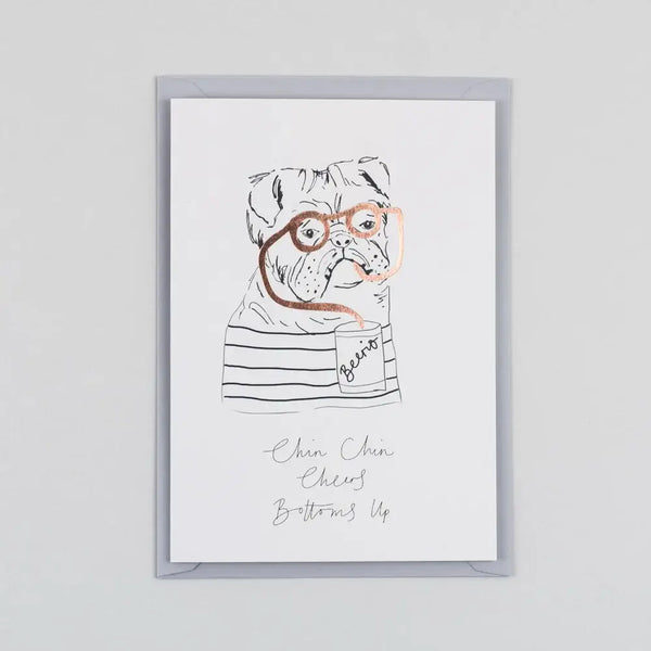Chin Chin, Cheers, Bottoms Up Birthday Card - Katie Housley