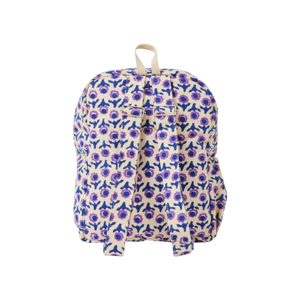 Floral-patterned backpack on a white background