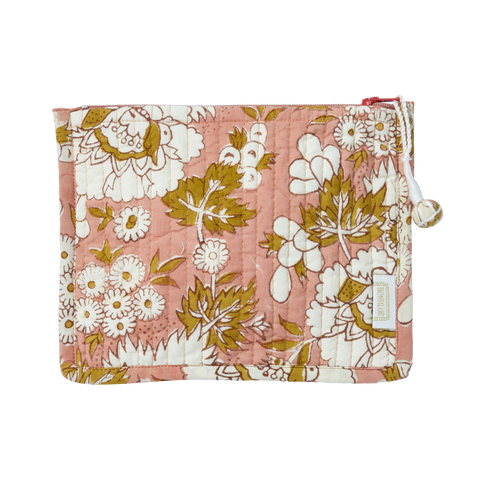 Vishnu Terracotta Cotton Beauty Pouch - Small - Bonheur du Jour Paris