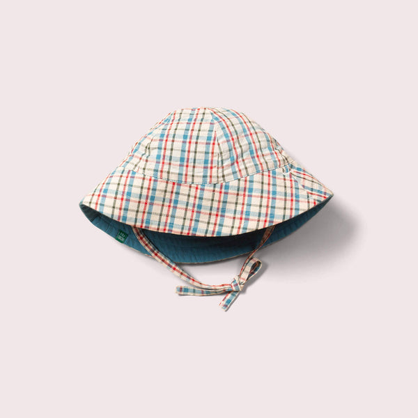 Checked Seersucker Reversible Sunhat - 5-8 Years - Little Green Radicals