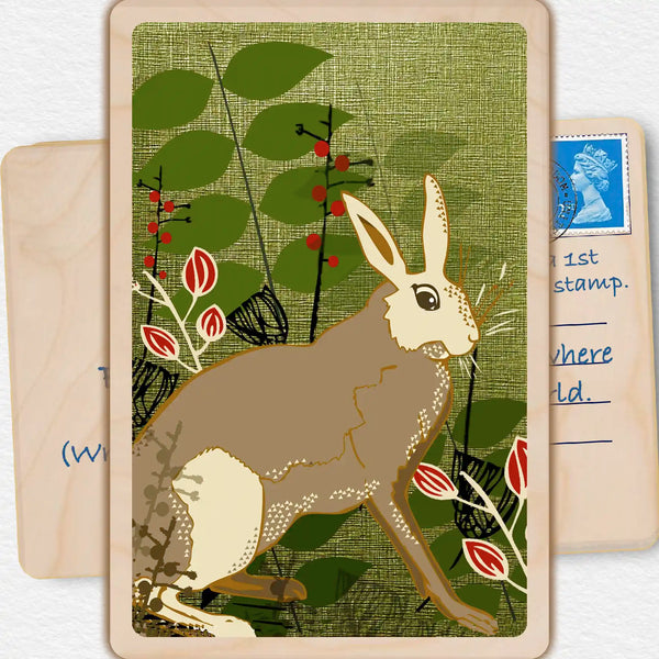 Hare Wooden Postcard