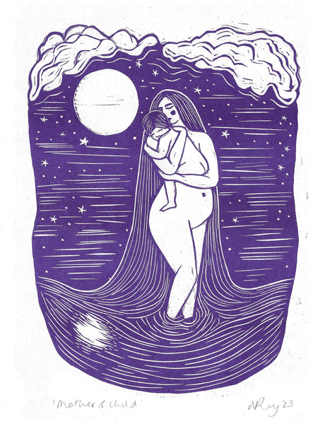 Mother & Child Riso Print - Prints by the Bay