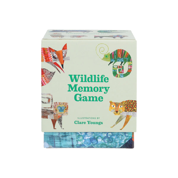 Box of Wildlife Memory Game with illustrations on a white background
