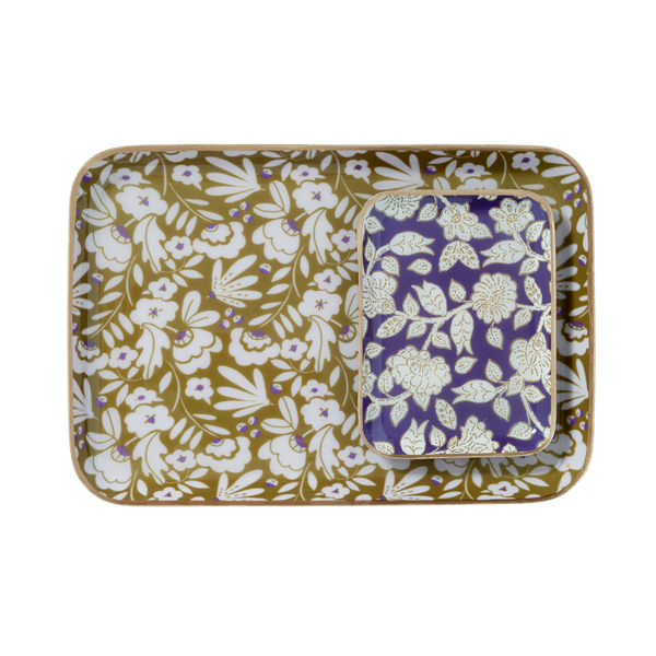 Tiny Violet Jaya Bohemian Chic Tray With Enamelled Metal Flowers - Bonheur du Jour