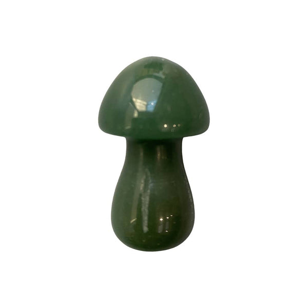 Green aventurine crystal mushroom on a white background