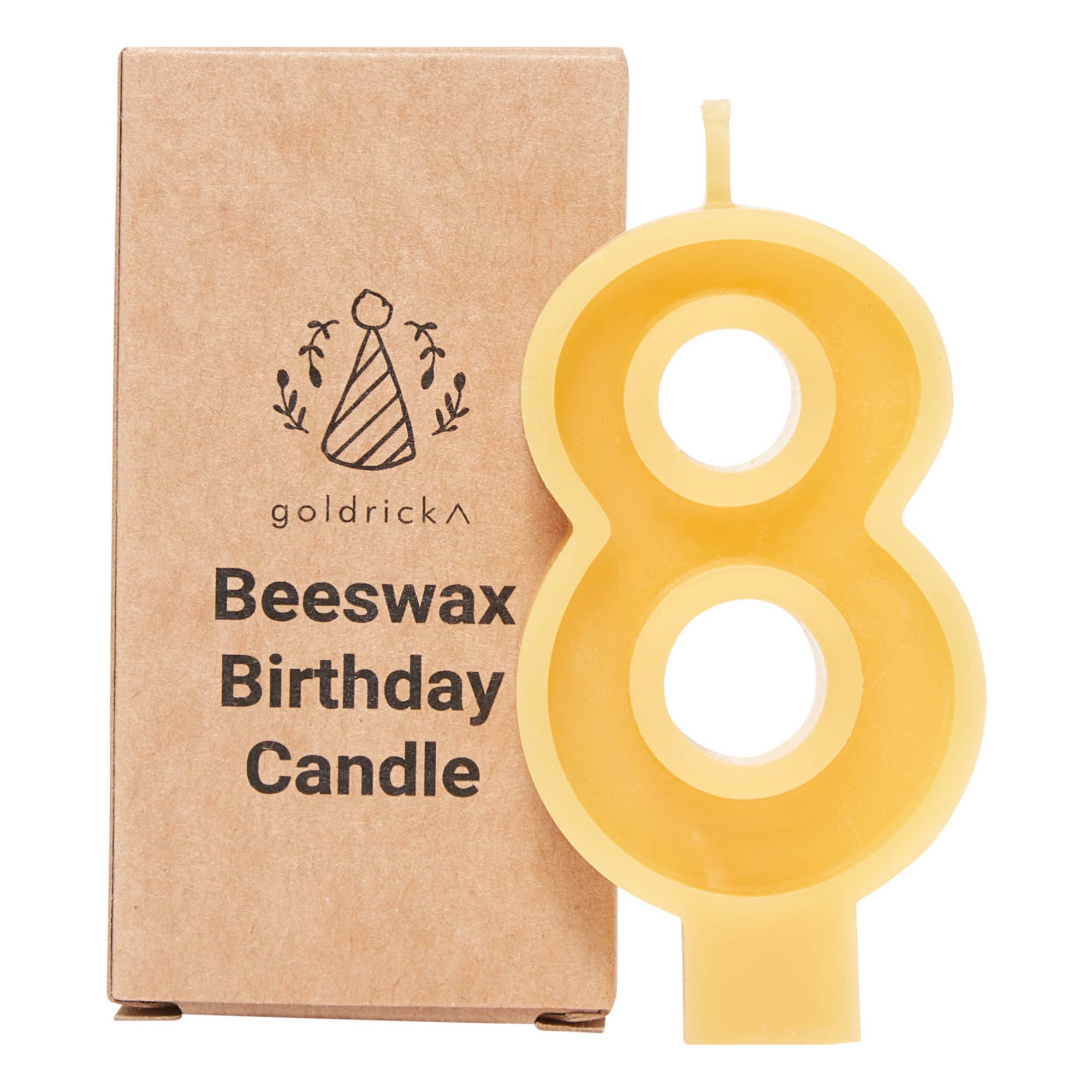 8 - Handmade Beeswax Number Candle - Goldrick Natural Living