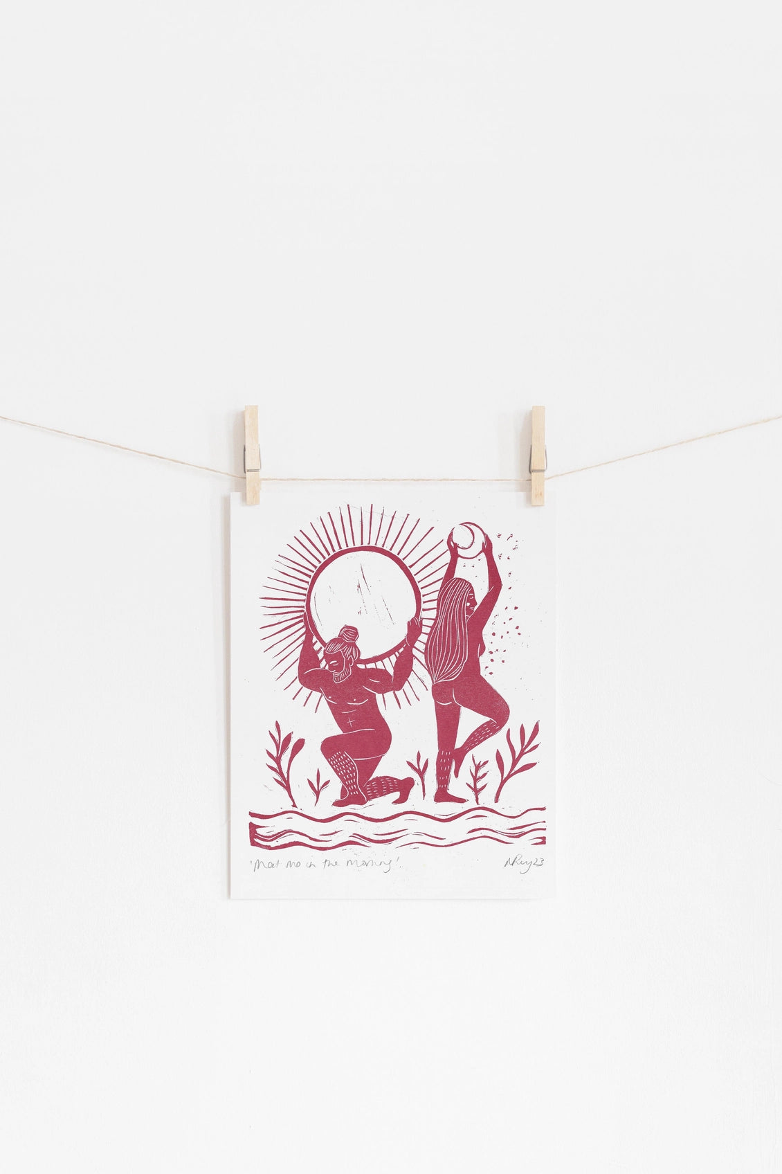 Burgundy Meet Me in the Morning Riso Print - Prints by the Bay