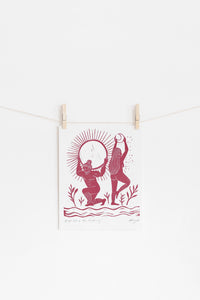 Burgundy Meet Me in the Morning Riso Print - Prints by the Bay