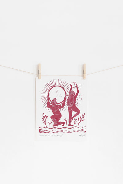 Burgundy Meet Me in the Morning Riso Print - Prints by the Bay