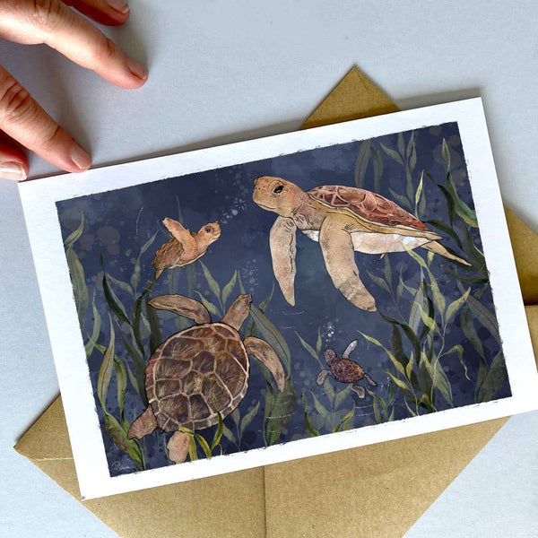 Sea Turtles & Seaweed Greeting Card - Where The Wildlings Roam