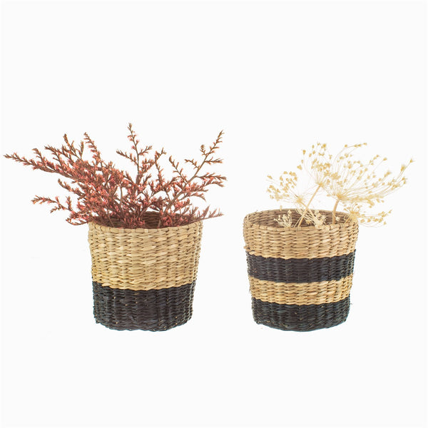 Set of 2 Mini Black Seagrass Planters - Sass & Belle