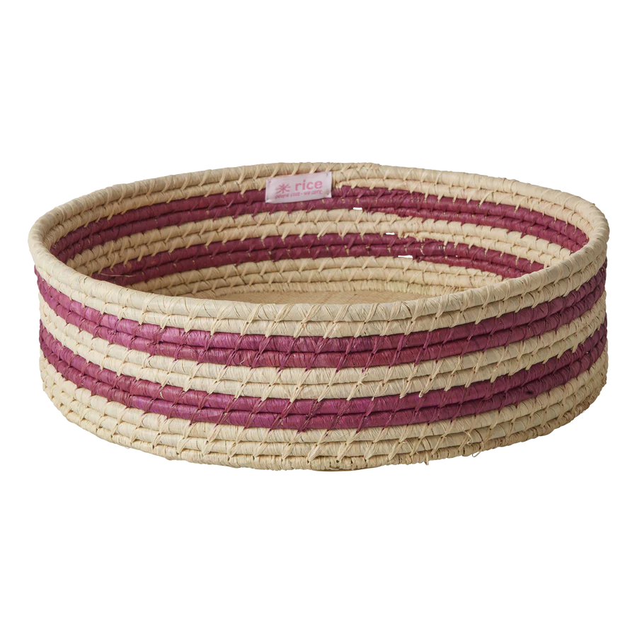 Large Aubergine Round Raffia Basket - Rice DK