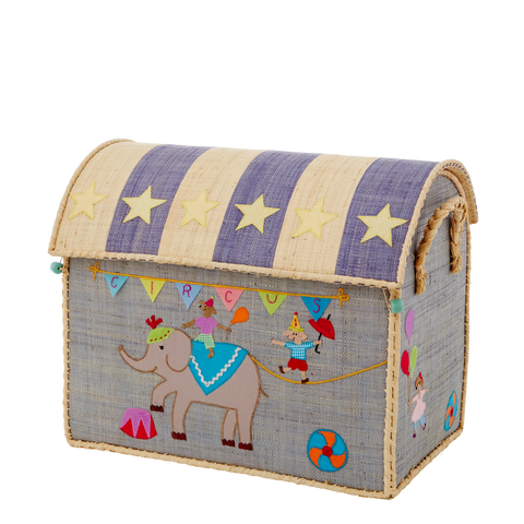 Medium Circus Raffia Play & Toy Storage Basket - Rice DK